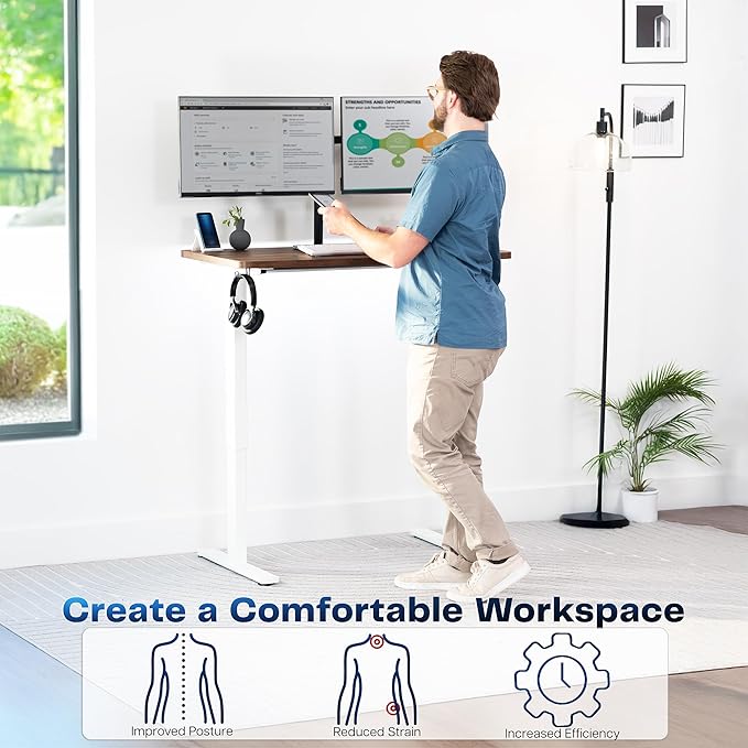 VIVO Electric 43 x 24 in Rustic Standing Desk, Memory Height Adjustment - Image 4