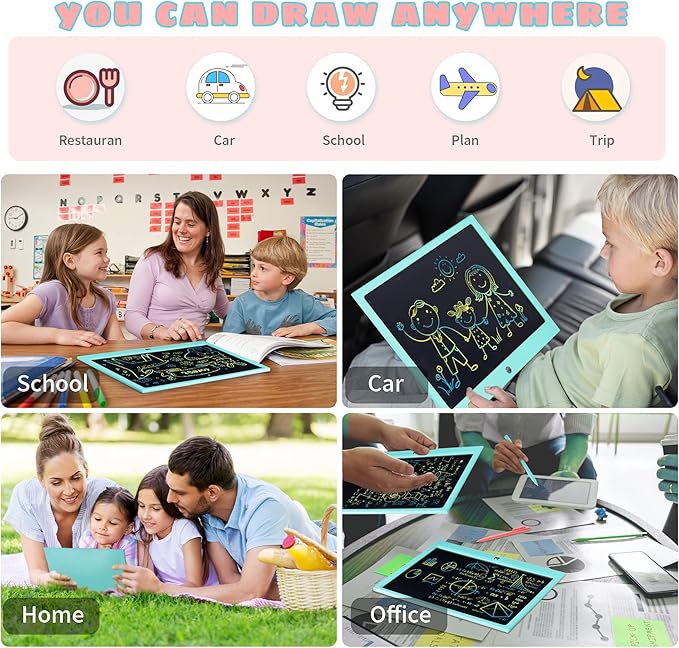 LCD Writing Tablet for Kids, 15 Inch Colorful Electronic Doodle Board, - Image 6