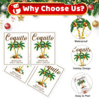 50 Sets Christmas Coquito Wine Bottle Label Stickers Kits - Cellophane Bags with Elegant Bottle Bow Decorations, Family Holiday Christmas New Year Party Supplies, Festive Table Decor (No Bottles)