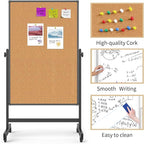 Double-Sided Whiteboard and Corkboard on Wheels, 48 x 32 Inch Magnetic Dry - Image 5