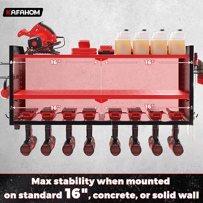KAFAHOM Power Tool Organizer, Large 8 Drill Holder Wall Mount - Image 3