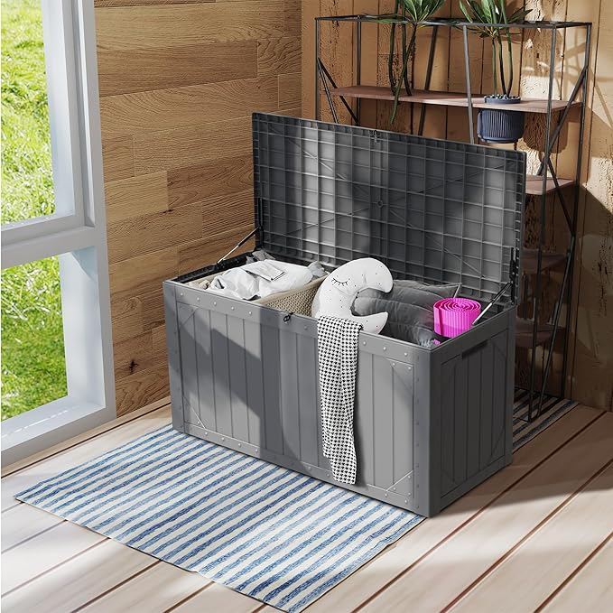 PATIOEASY 100 Gallon Waterproof Large Resin Deck Box，Storage Box - Image 6