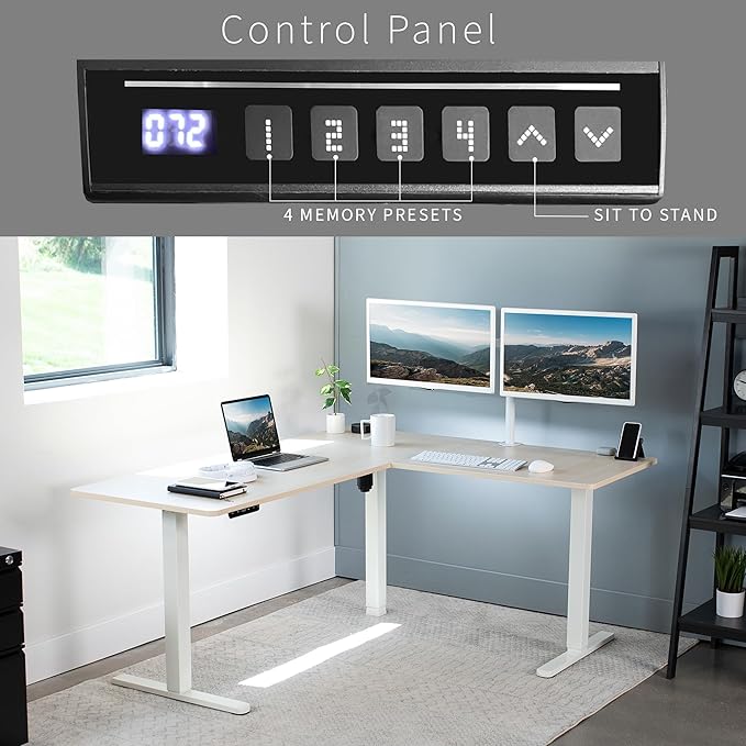 VIVO Electric Corner 63 x 55 inch L-Shaped Standing Desk, Memory Height - Image 5