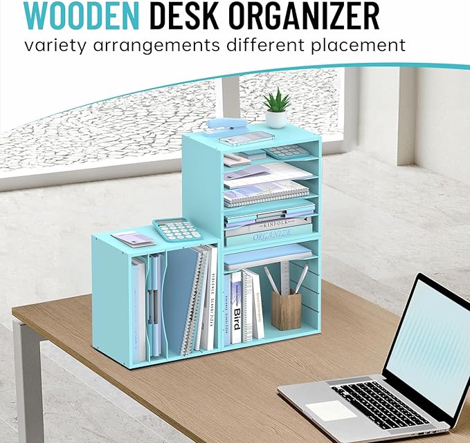 SHARKWOODS 5-Tier Wood Desk Organizer, Paper Tray Organizer - Image 2