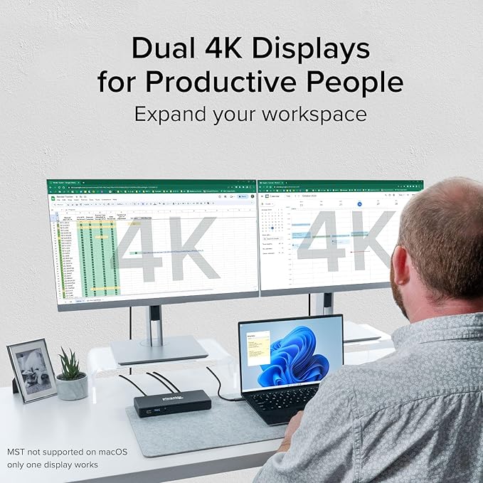 Plugable USB-C Docking Station Dual 4K 60Hz HDMI, 65W Charging, Gigabit Ethernet - Image 3