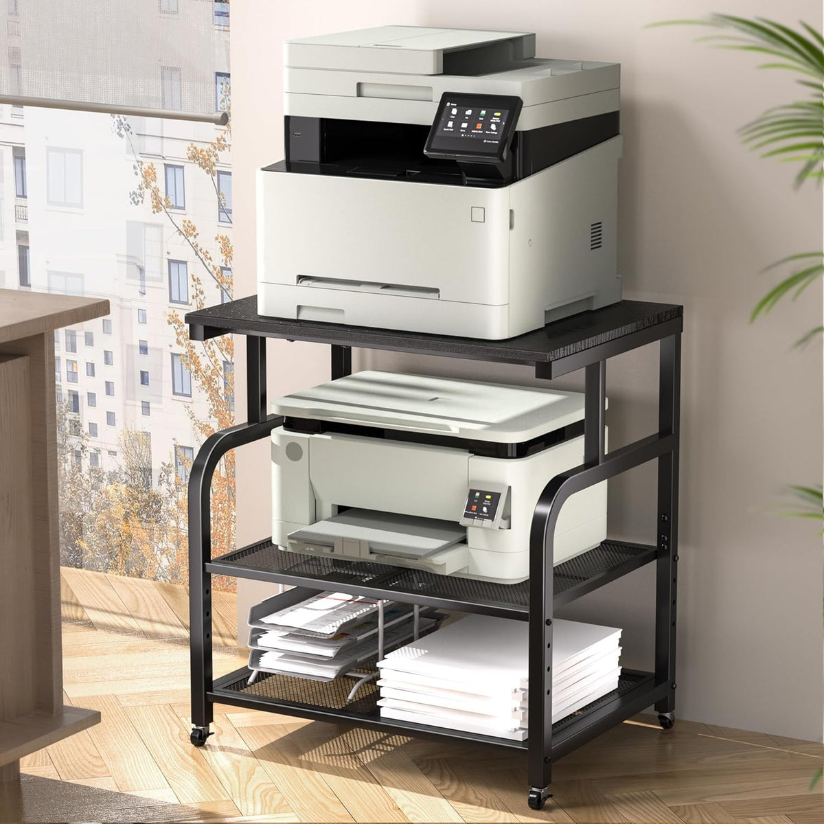 niffgaff Mobile Printer Stand with Large Desktop - 3 Tier Shelf, 24.4 Inch He...