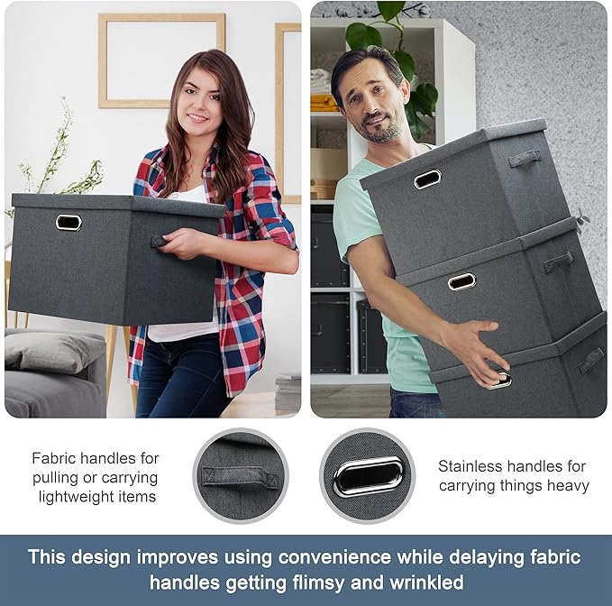 Graciadeco Large 17" 36 Quart Collapsible Stackable Storage Bins - Image 5