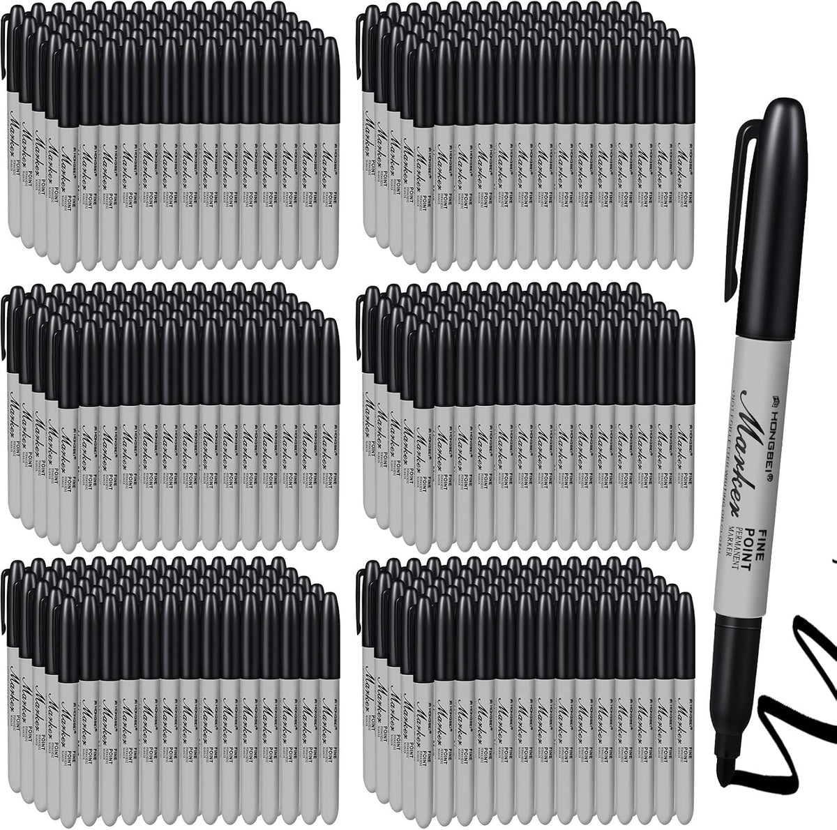 Thenshop 300 Pack Black Permanent Markers Bulk