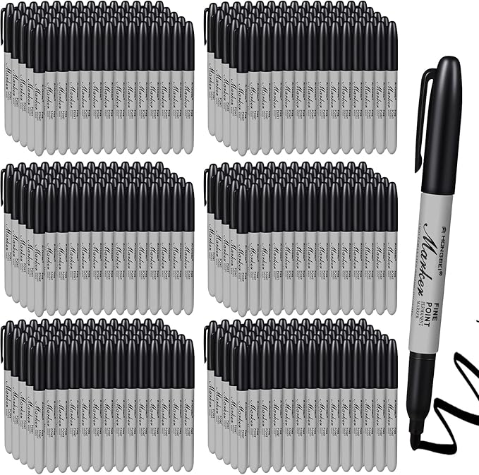 Thenshop 300 Pack Black Permanent Markers Bulk by Thenshop
