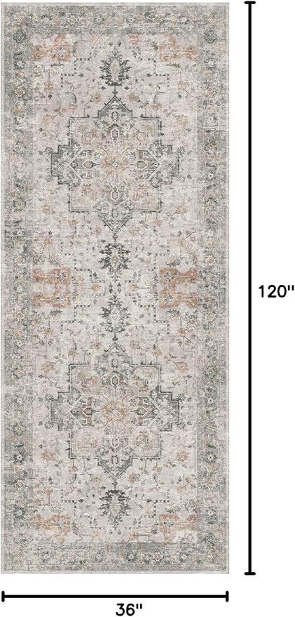 GENIMO Runner Rug 3x10, Non Slip Vintage Hallway Runner Rugs, Low Pile - Image 2