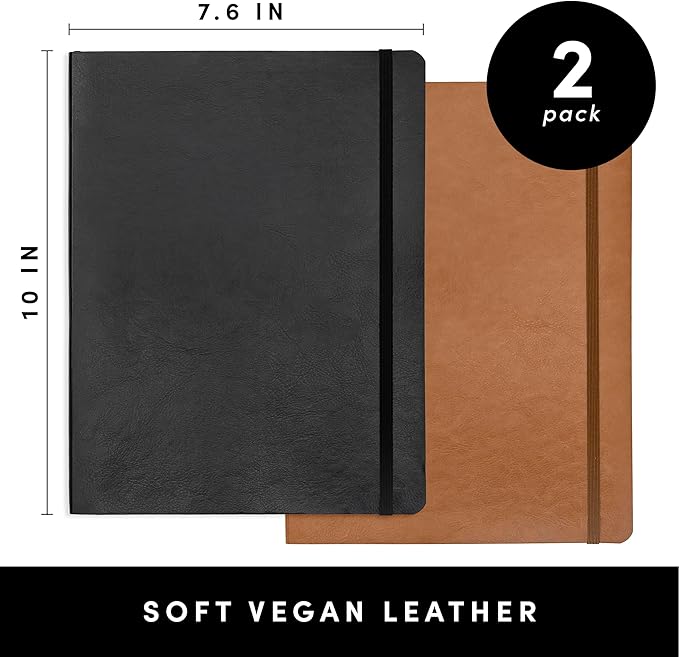 PAPERAGE 2-Pack Softcover Lined Journal Notebook, 176 Pages, Large B5 College - Image 2