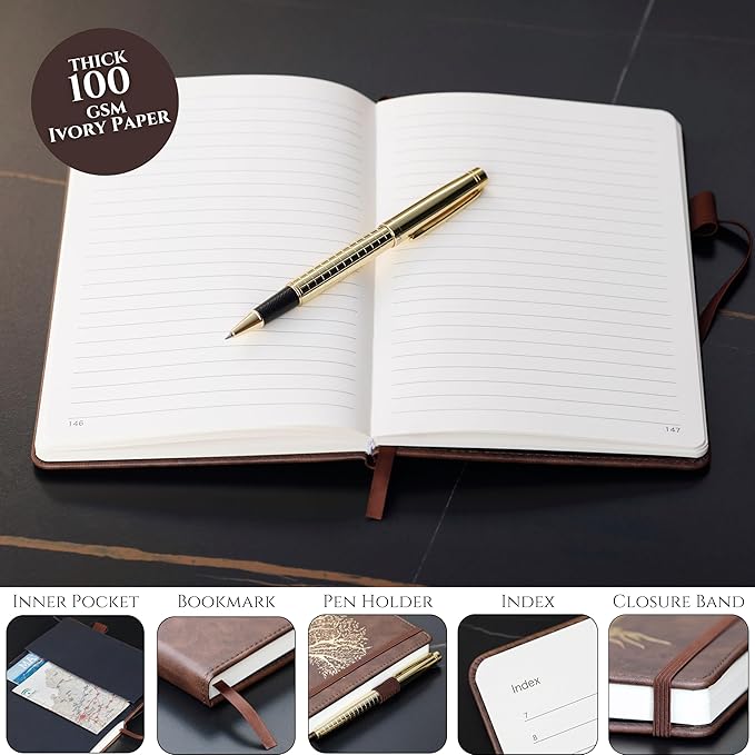 Veway Vegan Leather Journal and Pen Set, Tree of Life Notebook, A5 Lined - Image 3