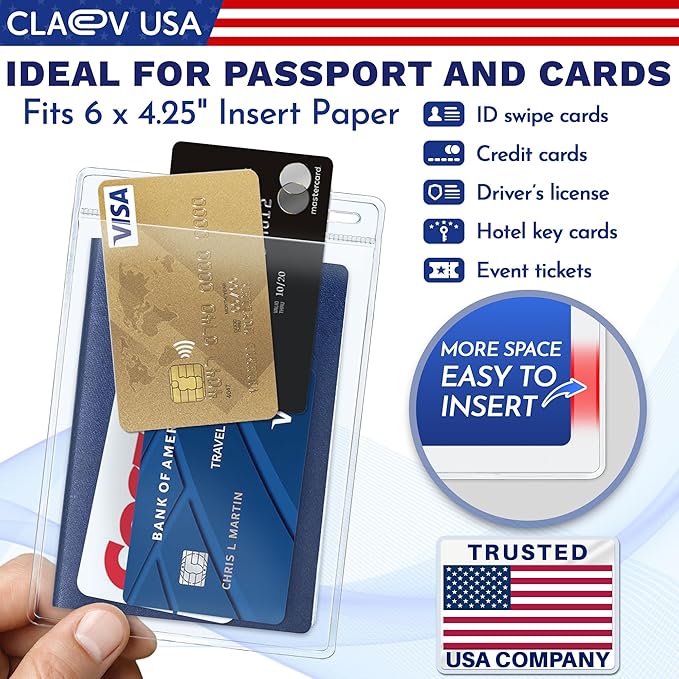Claev Flexible and Tear Resistant Vertical 4x6 Passport & Card Holders - Image 4