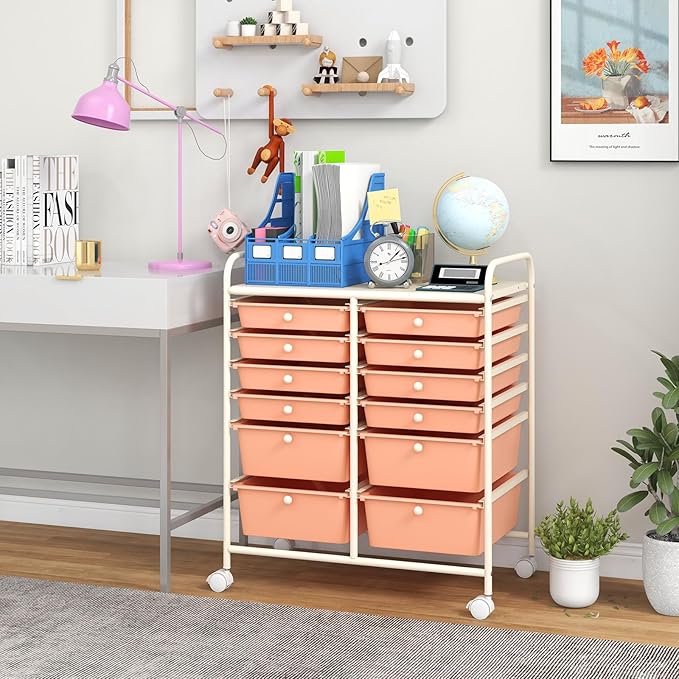 Giantex 12 Drawers Rolling Storage Cart, Classroom Organizers - Image 2