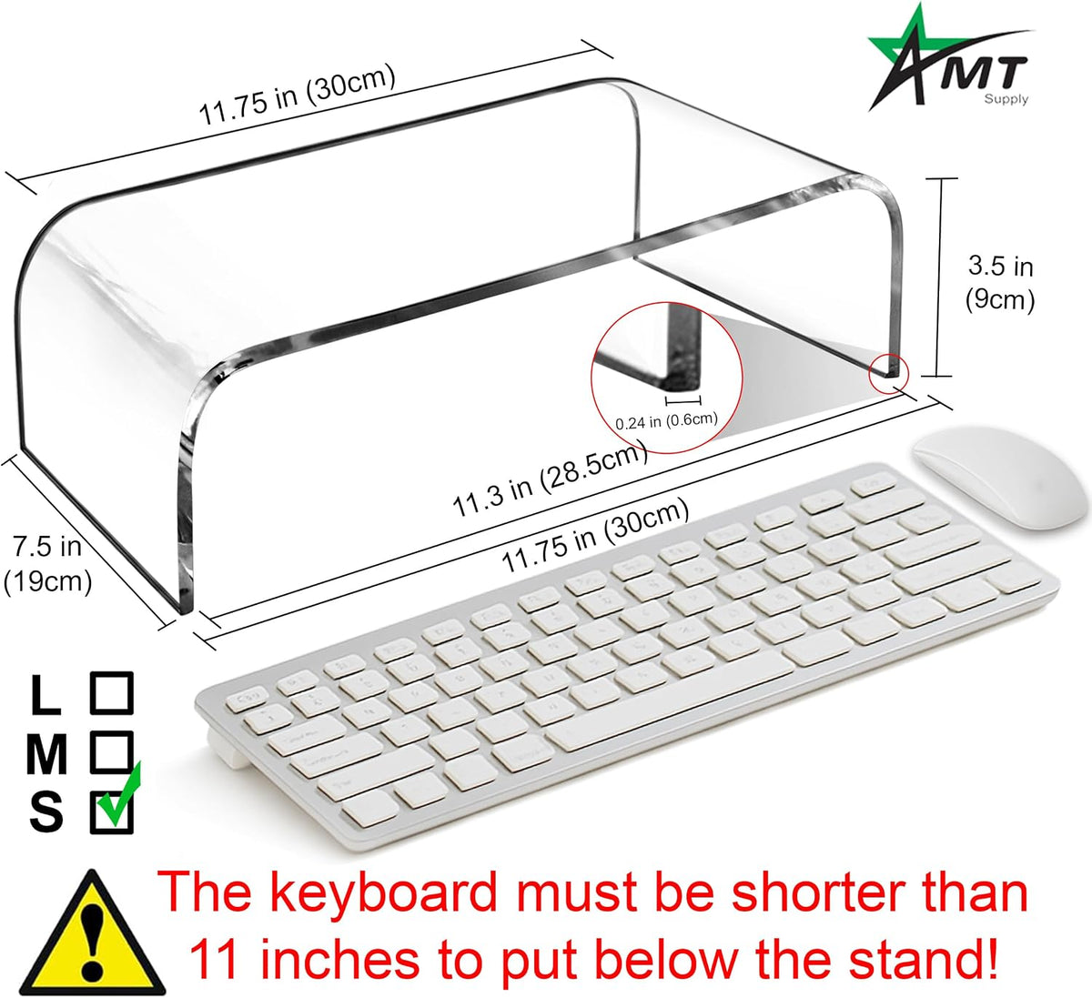 AMT 2 Pack Acrylic Laptop Monitor Stand & Computer Riser with Cat Keyboar...