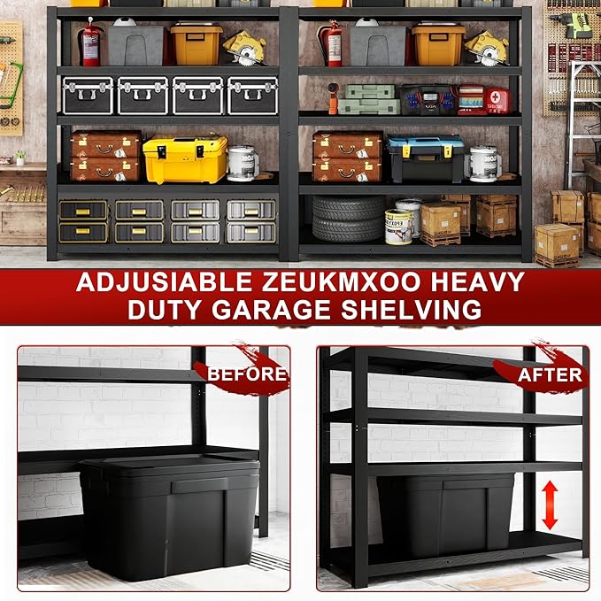 ZEUKMXOO 84" H Garage Shelving, Storage Shelves 3050LBS Heavy Duty Storage - Image 5