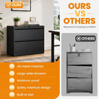 2 Drawer Lateral File Cabinet with Lock, Metal File Cabinets for Home Office, Office Furniture for Organization Hanging Legal/Letter/A4, Metal Filing Cabinet Storage Cabinet, Require Assembly, Black