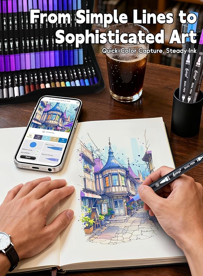 AEDAGA 100 Colors Numbered Dual Tip Brush Pens - Image 6