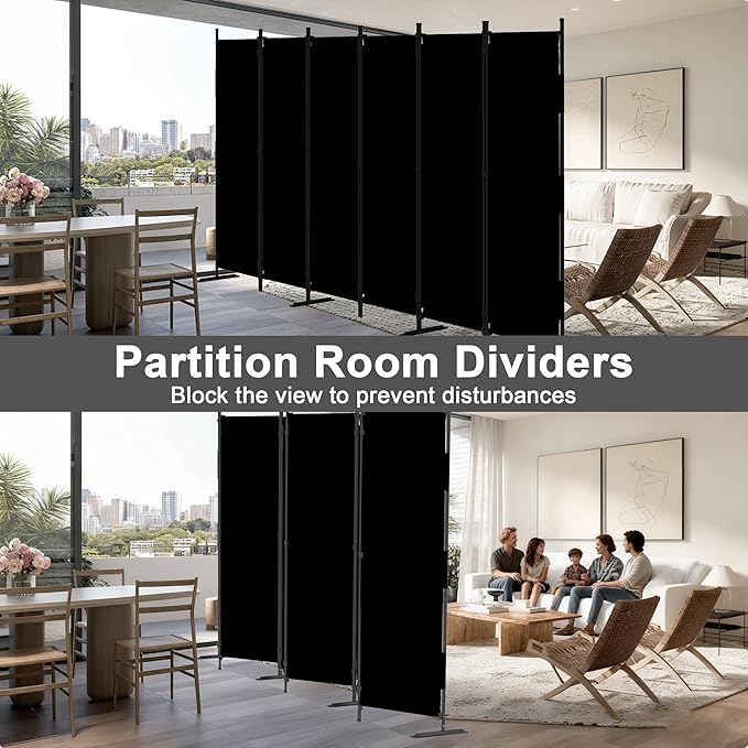 Kecreque 6 Panel Room Divider, 6ft Folding Screen Portable Wall Partition Room - Image 4