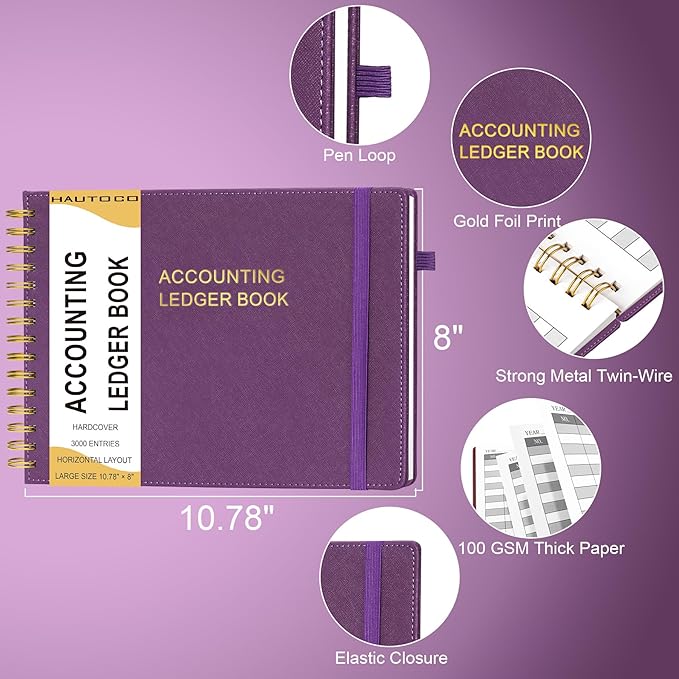 HAUTOCO Hardcover Accounting Ledger Book - Image 3