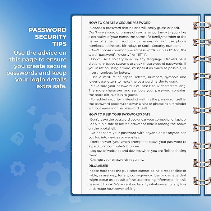 Clever Fox Password Book Spiral – Mini Internet Address & Password Organizer - Image 5