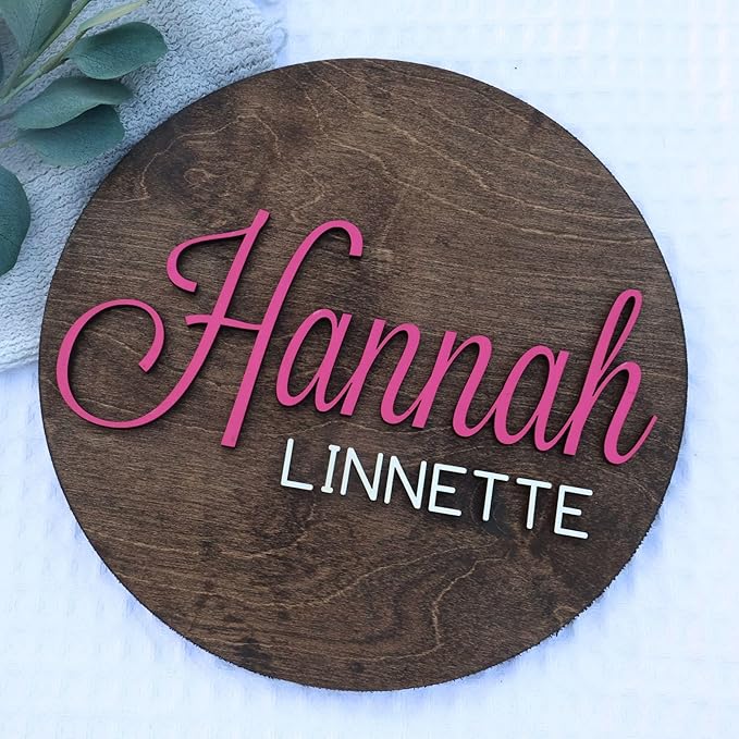 Custom Round Nusery Name Sign, Personalized 3D Baby Name Announcement Sign - Image 4