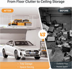 3x6ft overhead ceiling garage storage rack, 450lbs capacity showing dimensions