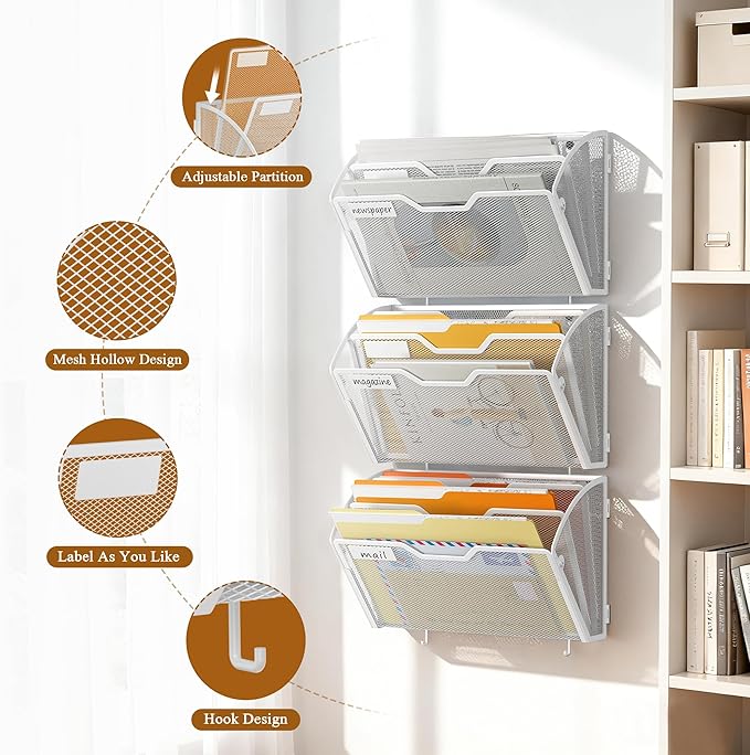 Docnest 3 Tier Mesh Wall File Holders - Image 5