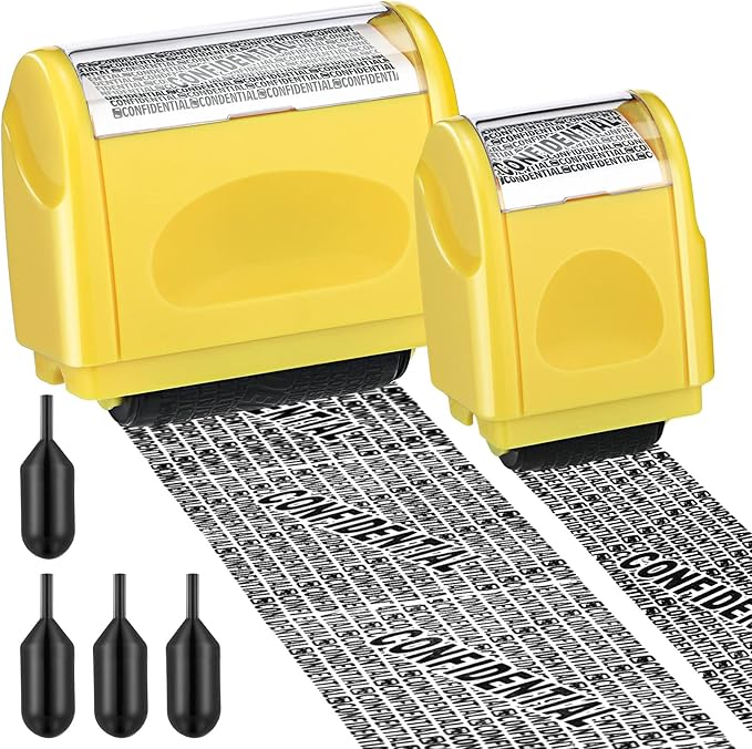 Nezyo 2 Pack Identity Protection Roller Stamp Identity Theft, Confidential by Nezyo