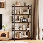 5 Tier Bookshelf 31.49" Width, Tall Book Shelf Storage and Organization - Image 4