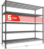 REIBII 45.8''W Steel Wire Shelving Unit, 5 Tier Adjustable Metal Storage Shelves - Image 3