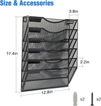 Wall File Organizer, 6 Tier Hanging File Folder Mail Organizer, Vertical Mesh - Image 3