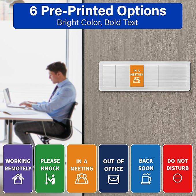 Office Door Signs with 6 Printed Status Options – Do Not Disturb, Out of Office - Image 6