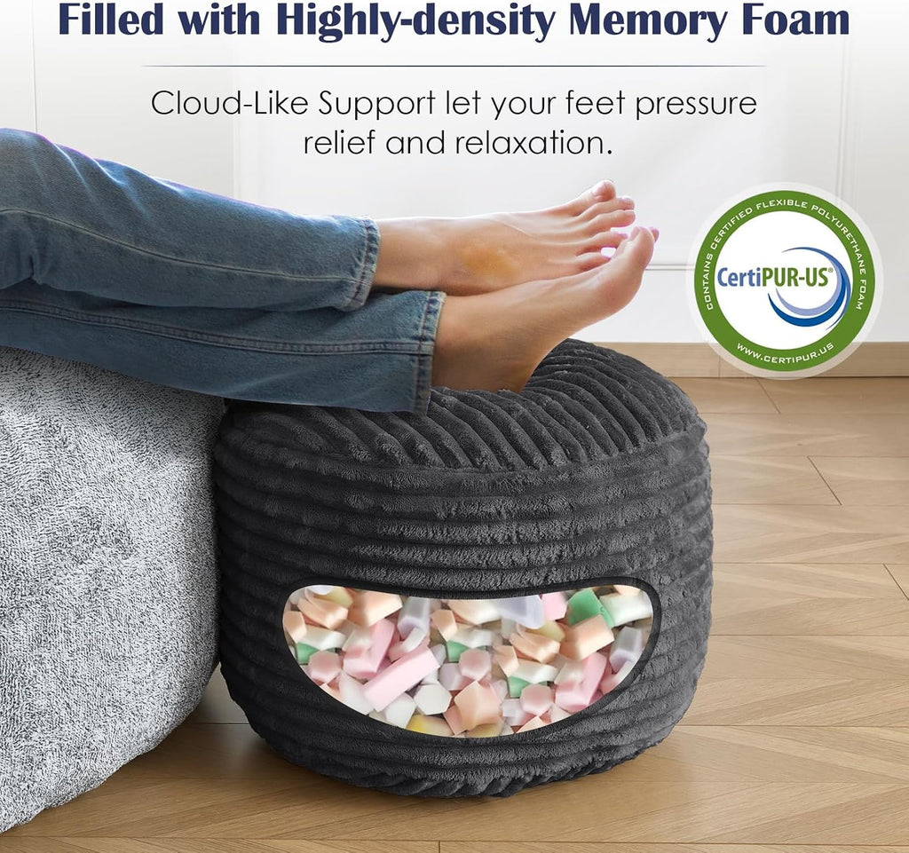 shouren stuffed round ottoman,pouf ottoman foot rest,18 x, side view