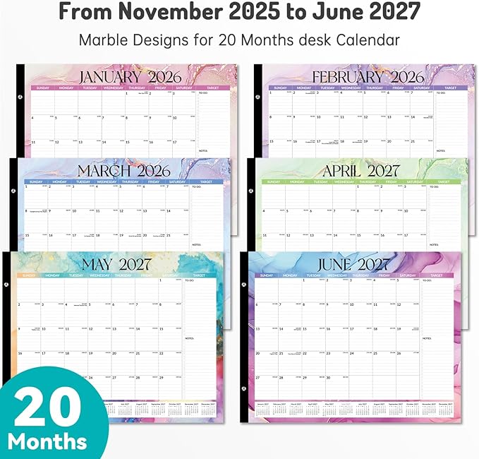 Forvencer 22" x 17" Large Desk Calendar 2026, 20 Months Calendar Runs from - Image 6