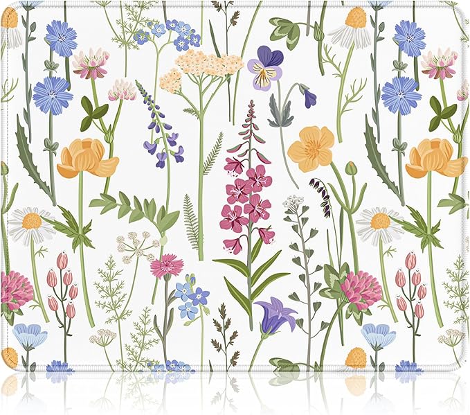 Auhoahsil Mouse Pad, 12 x 10 in Simple Flower Theme Computer Mouse Pad by Auhoahsil