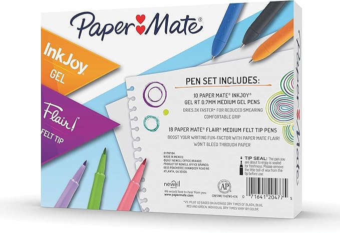 Paper Mate Pens Variety Pack, InkJoy Retractable Gel Pens, Flair Felt Tip - Image 6