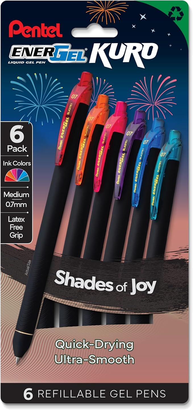 Pentel EnerGel Kuro Shades of Joy, Retractable Liquid Gel Pen by PentelofAmerica