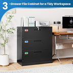 PEUKC 3 Drawer File Cabinet, Lateral Filing Cabinets - Image 7