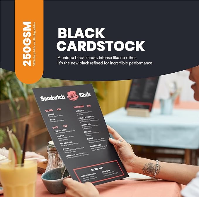 Black Cardstock Thick Paper 50 Sheets, 8.5" x 11" Heavyweight 92lb Cover Card - Image 2