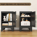 23.6" H Black Metal NightStand Locker Storage Cabinet with 1 Doors, Small Lockable Night Stand with Lock and 1 Adjustable Shelve for Bedroom Living Room Home Office