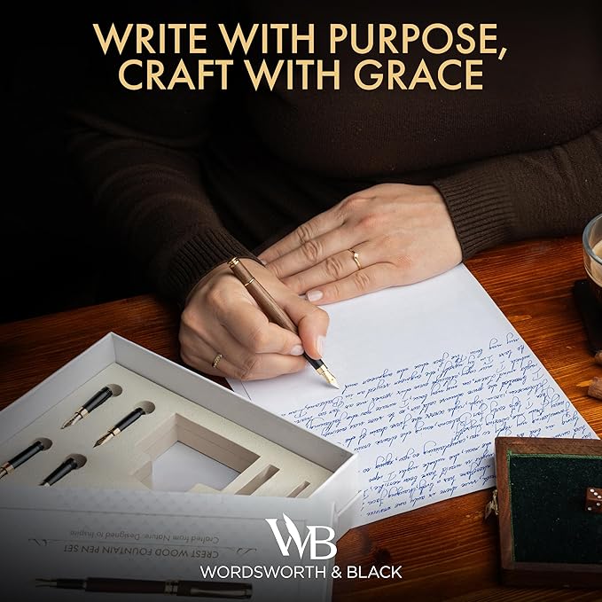 Wordsworth & Black Fountain Pen Gift Set, Includes Ink Bottle, 6 Ink Cartridges - Image 2