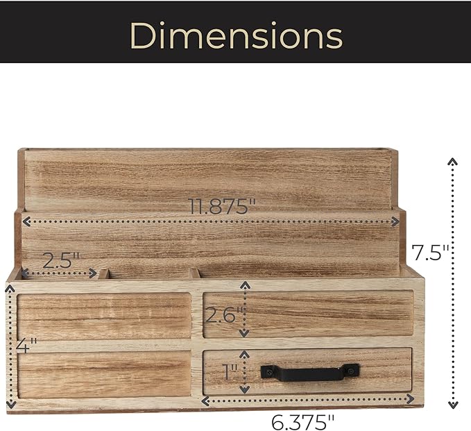 BLU MONACO | Natural Wood Mail Organizer - Image 6