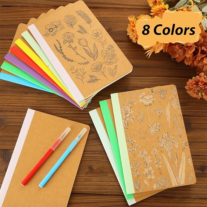 MIVIDE 48 Pack A5 Kraft Notebooks, Colourful Spine Lined Journal Bulk Pack 8.3 - Image 3