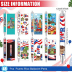 Sayglossy 48 Pcs Puerto Rico Party Souvenirs Gifts Puerto Rico Ballpoint Pens with Flags Frog Hibiscus Flowers Pattern for Patriotic Latin American Spanish Party Favors (Novelty Style)
