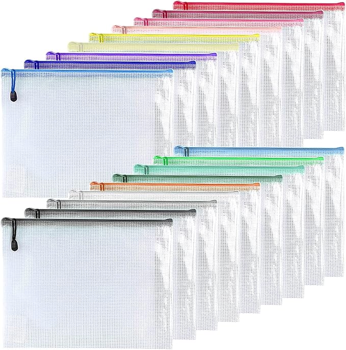 Oaimyy-18 Pcs-3"x 5"-Plastic Mesh Zipper Pouch Document Folders Bag Zipper Zip by Oaimyy