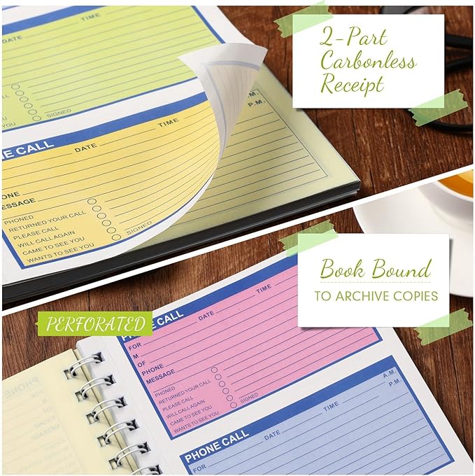 Sinmoe 2 Pcs Spiral Bound Phone Message Book - Image 4