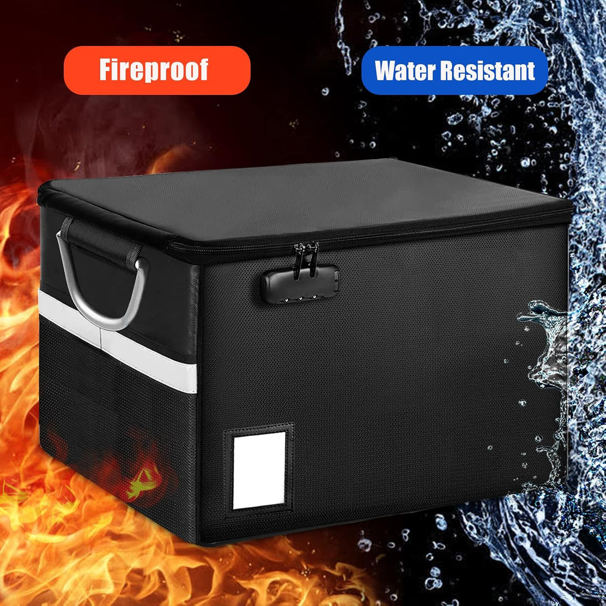 tomkid fireproof document box, fireproof file box with shown in use