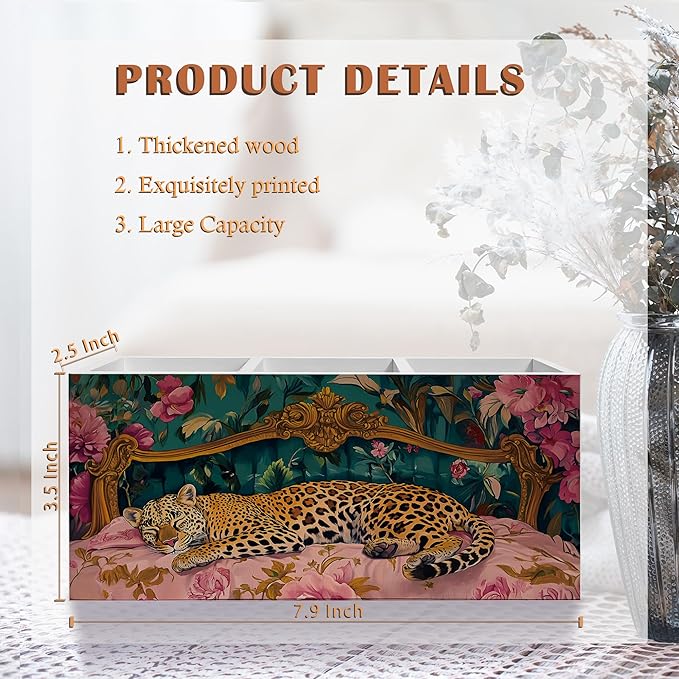 Exqcom Trendy Retro Leopard Pen Pencil Holder, Leopard Print Gifts - Image 6