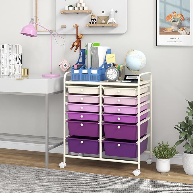 Giantex 12 Drawers Rolling Storage Cart, Classroom Organizers - Image 2